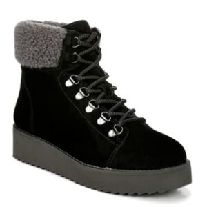 Sam Edelman Suede Shearling Platform Hiking Boot Black Sz 7.5